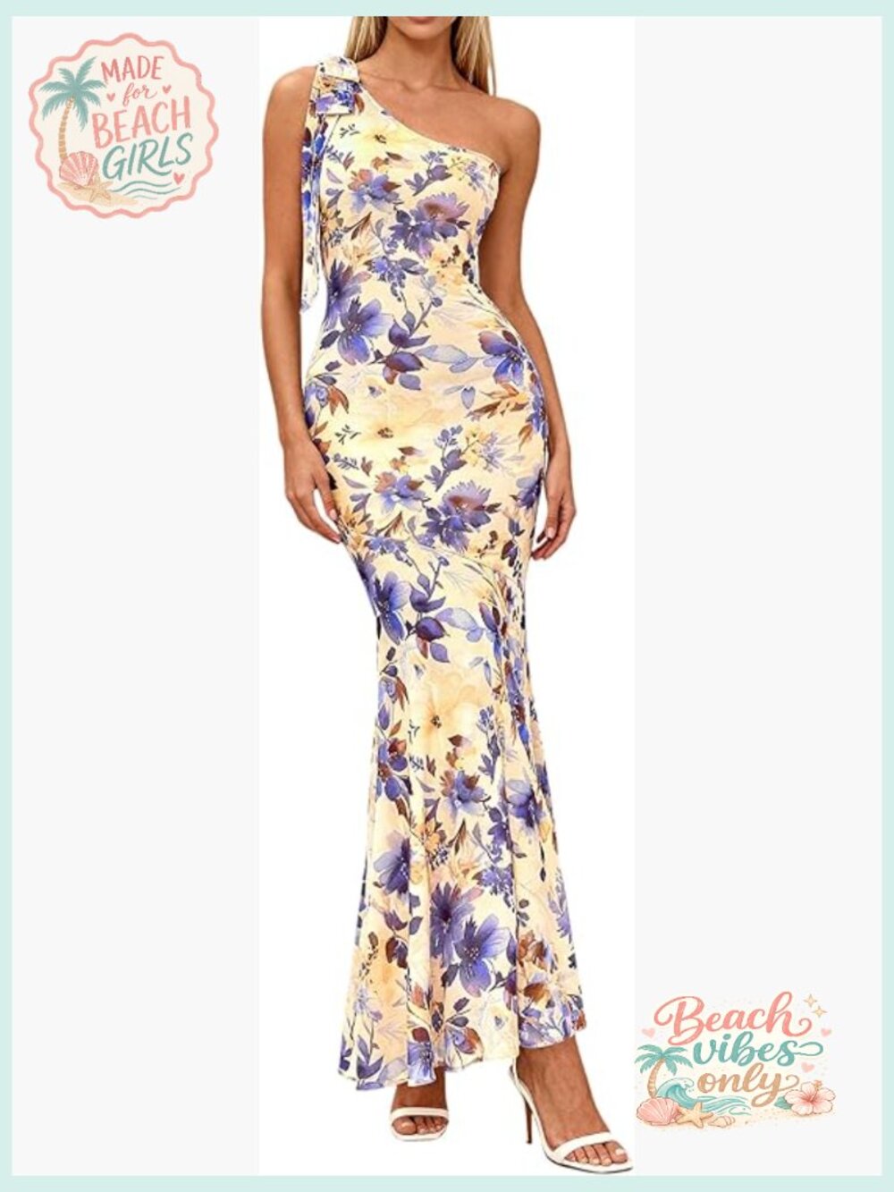 One Shoulder Maxi Dress Mesh Knit Bodycon Mermaid Wedding Guest Party